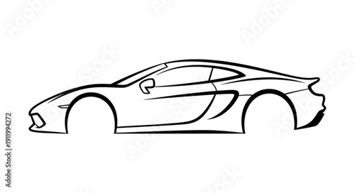 Sports Car Line Art Illustration.
