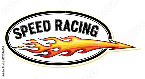 Speed Racing Logo with Flames.