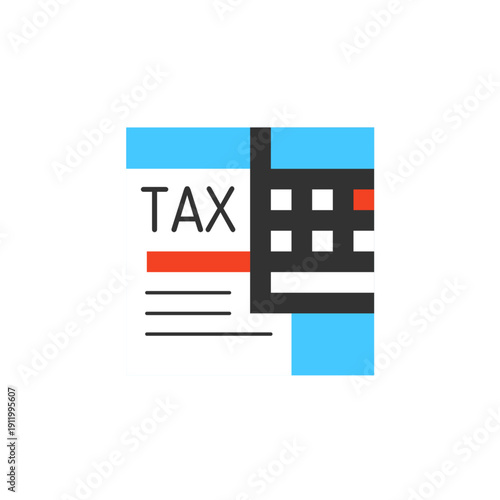 Tax calculation icon for income assessment, deduction, and financial planning system.