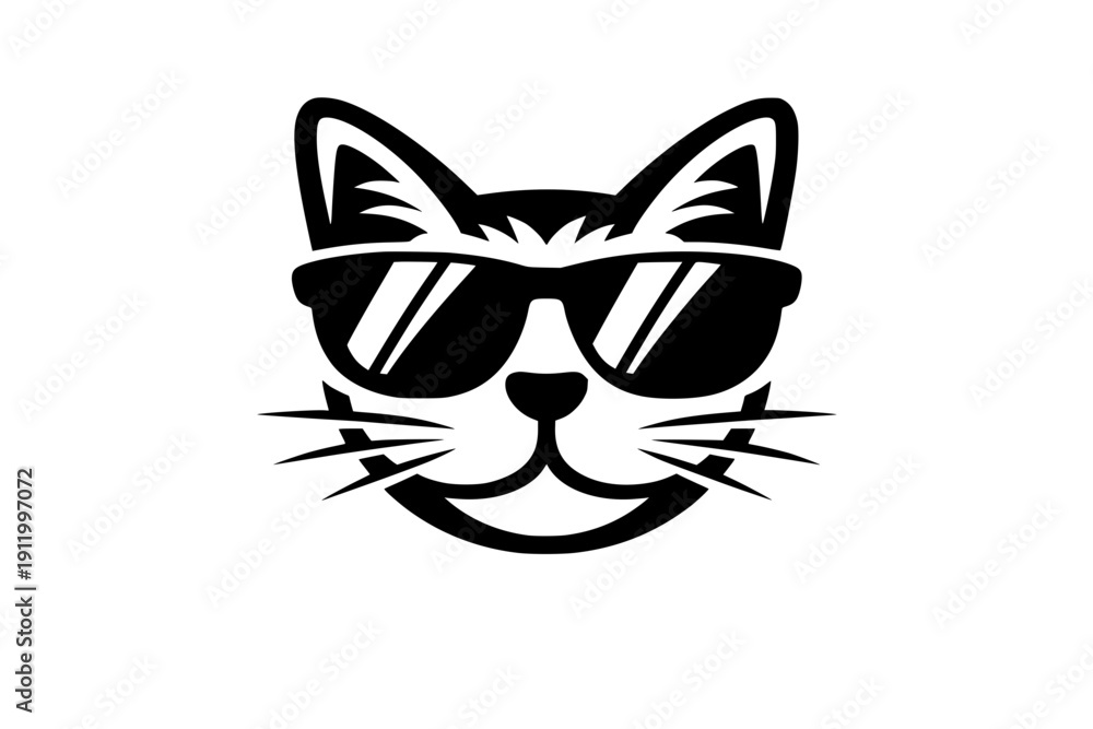 Fototapeta premium Cool Cat Face With Glasses