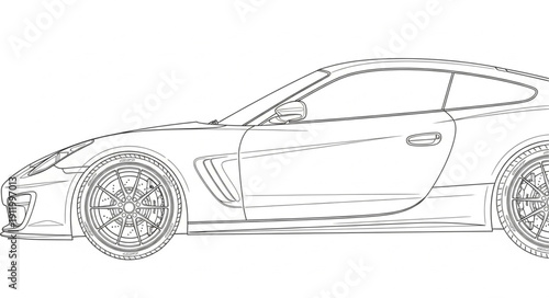 Sports Car Side View Illustration.