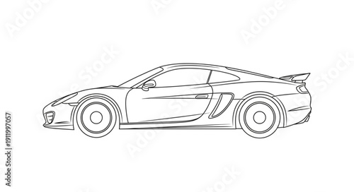 Sports Car Side View Illustration.