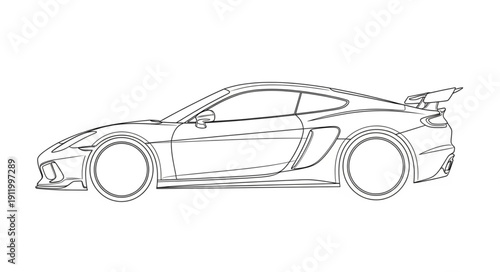 Sports Car Side View Illustration.