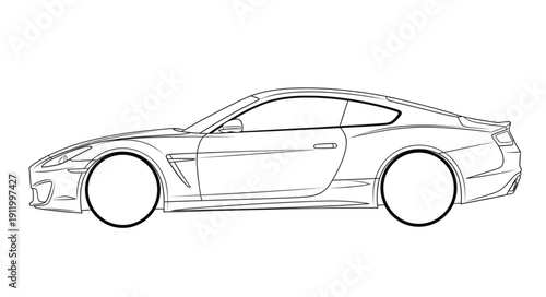 Sports Car Line Drawing Illustration.