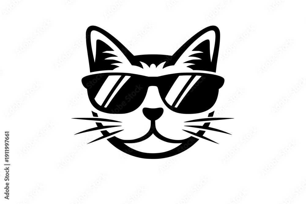 Obraz premium Cool Cat Face With Glasses