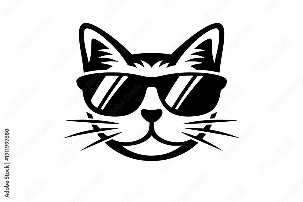 Obraz premium Cool Cat Face With Glasses