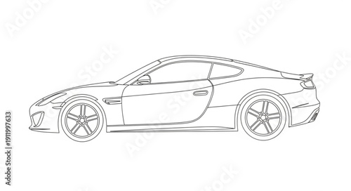 Sports Car Line Drawing Illustration.