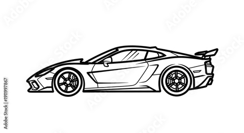 Sports Car Line Drawing Illustration.