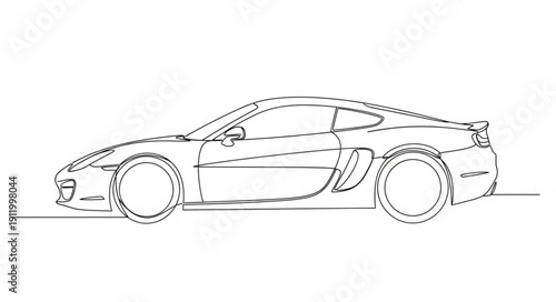 Sports Car Line Drawing Illustration.
