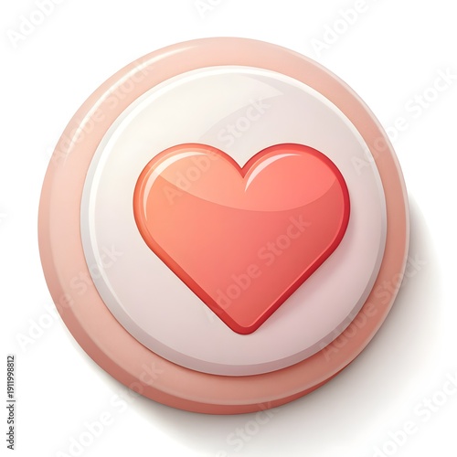 Like Button Icon Heart Symbol Soft 3D Glossy Effect Modern UI Design