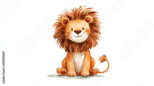 絵本のようなテイストのかわいいライオンのイラスト