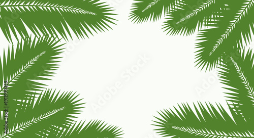 Green Pine Needles Border Frame on White Background - Festive and Natural Design