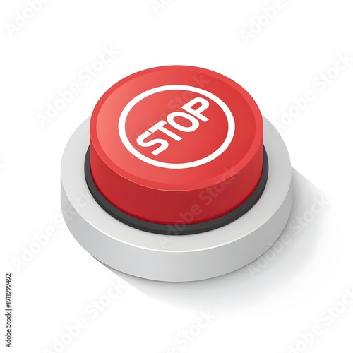 Stop Button Icon Bold Red Circle Clean Vector Minimal Design