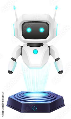 cute friendly robot ai assistant character vector illustration isolated on white background