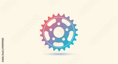 Stylized sprocket with gradient color and shadow