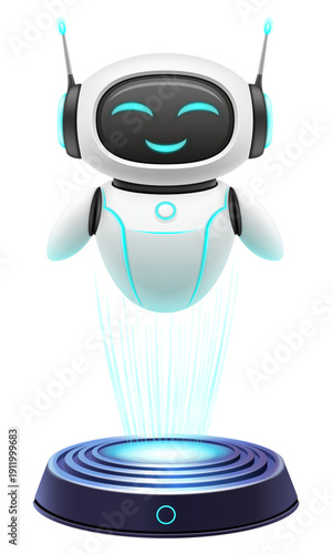 cute friendly robot ai assistant character vector illustration isolated on white background