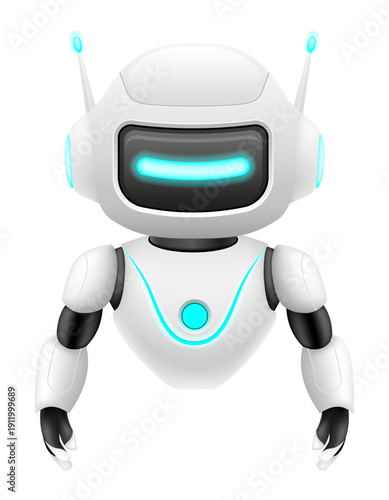 cute friendly robot ai assistant character vector illustration isolated on white background