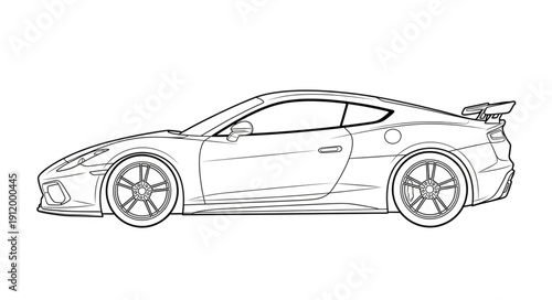 Sports Car Side View Illustration.
