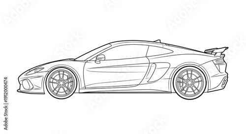 Sports Car Side View Illustration.