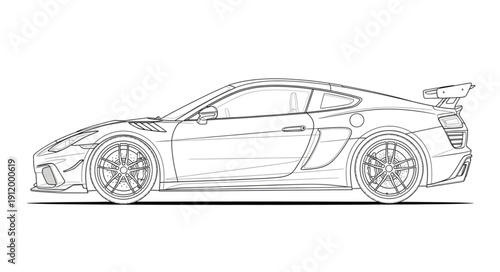 Sports Car Side View Illustration.