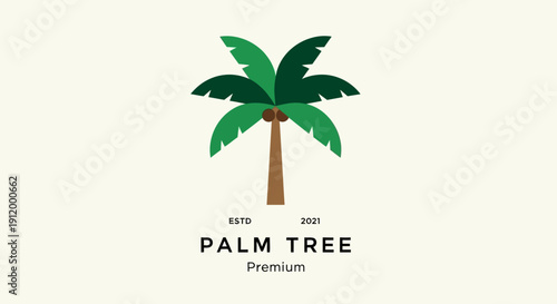 Minimalist Palm Tree Icon with Coconuts and Name "Palm Tree Premium"