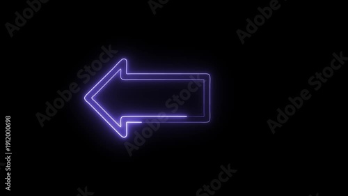 Glowing Neon Turn Left Icon Isolated on Black Background. HD Video Motion Graphic Animation