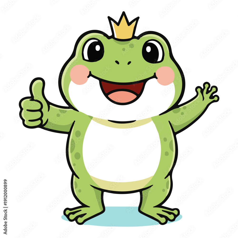Obraz premium Happy Frog Cartoon Vector Cute Smiling Frog Character Sitting on Lily Pad Adorable Kawaii Animal Illustration Flat Design Isolated on White Background Kids Friendly Mascot Clipart silhouette vector