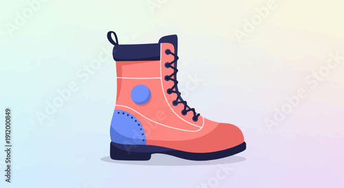 Stylized illustration of a single coral-colored lace-up boot