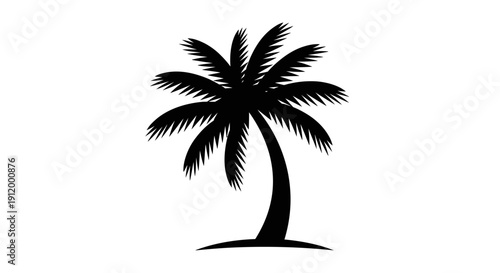 Minimalist Silhouette of a Palm Tree Against a White Background - Vector Illustration