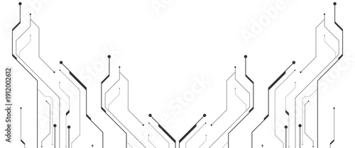 Vector white circuit digital background with technology circuit board texture banner png design..