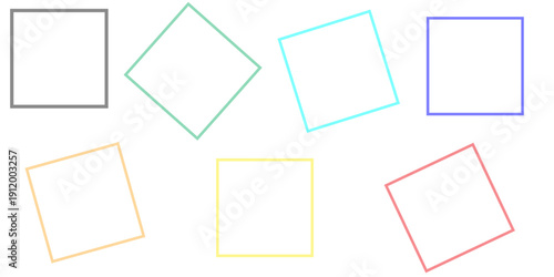 A vintage collection of blank stickers, note papers, and paper sheets set within antique gold and wooden frames for an art gallery exhibition display on an empty wall space