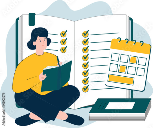 Time Management and Study Organization Concept with Checklist and Calendar
