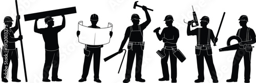 Set of Black Silhouette and Line Art Icons Representing Military Battle Tanks and Heavy Armored Combat Vehicles Isolated on White Background for Graphic Design Projects