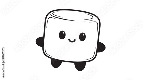 Cute Cartoon Marshmallow Character with Smiling Face and Tiny Limbs.
