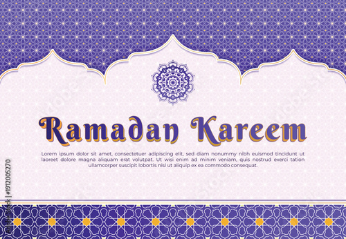 Ramadan Kareem Greeting Card with Elegant Islamic Patterns