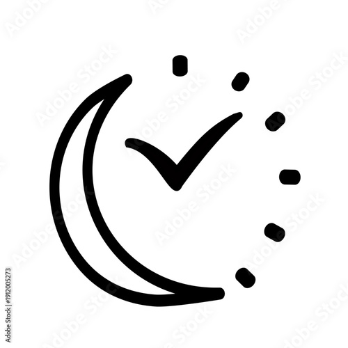Sleeping time icon. Moon clock vector icon. Vector graphic, not Artificial Intelligence, logo illustration. Replaceable vector design.