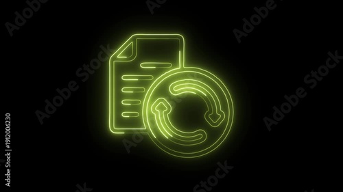 Glowing Neon Update Icon Isolated on Black Background. HD Video Motion Graphic Animation
