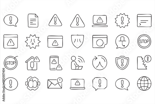 malware warning and network defense line symbols