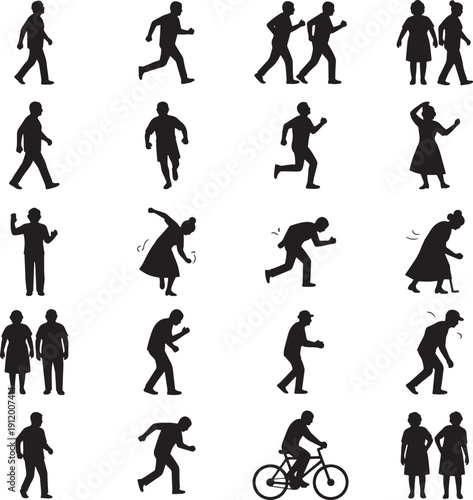 Diverse group of people in silhouette against transparent background