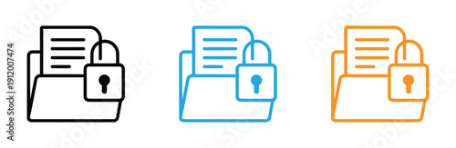 File folder security icon vector. secure data folder, protecting sensitive information advanced encryption and data protection symbol. vector illustration
