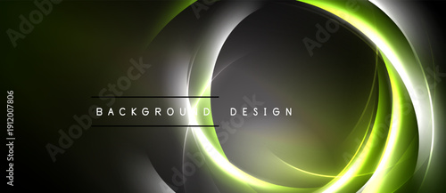 Abstract neon circles over dark background. Glowing lines create dynamic visual effect. Modern design element for digital projects.