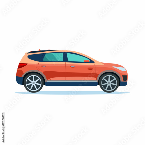 Orange SUV car vector illustration on white background.