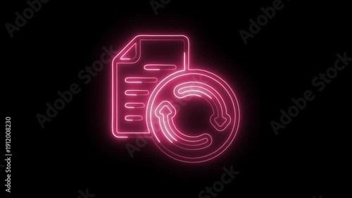 Glowing Neon Update Icon Isolated on Black Background. HD Video Motion Graphic Animation