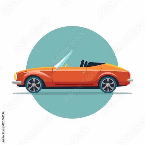Vibrant Orange Convertible Sports Car Illustration.