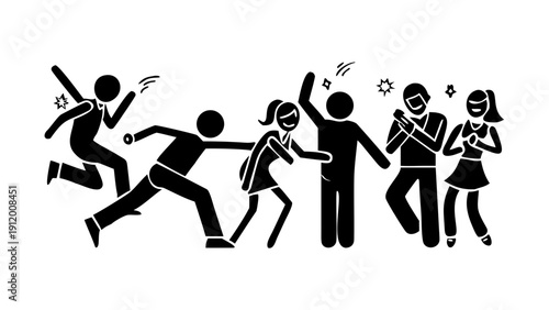 Mixed group having fun .Group of happy multiracial friends having fun outdoors - Cheerful young people laughing together at city - Friendship concept.
