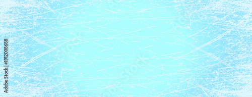Ice blue background with ice skating tracks. Frozen water, sea. Frosty ice texture with winter graphic scratches. Hockey rink. Illustrated eps10