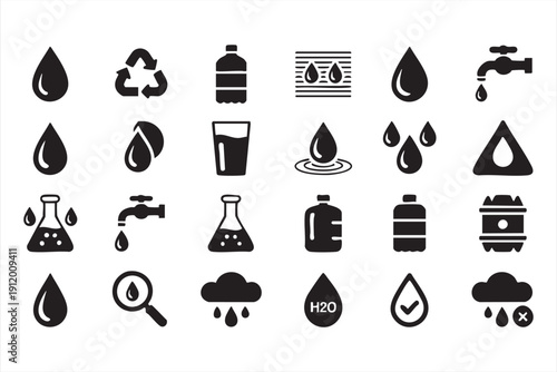 tap raindrop and filtration vector symbols