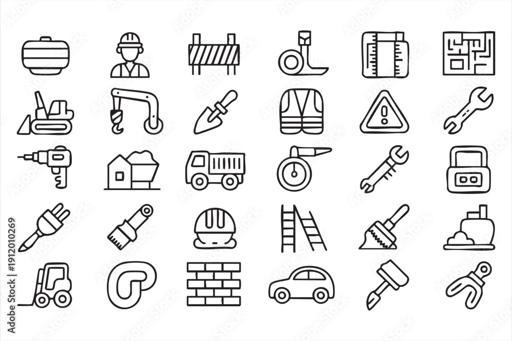 Naklejka premium engineering materials and contractor outline collection