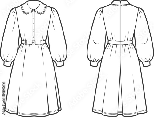 Technical Fashion Flat Sketch of a Classic Short Sleeve Polo Shirt Featuring Front and Back Views for Apparel Design and Manufacturing Fashion Projects