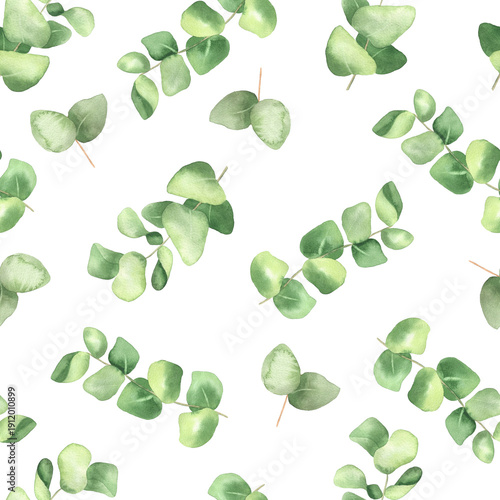 Seamless pattern eucalyptus